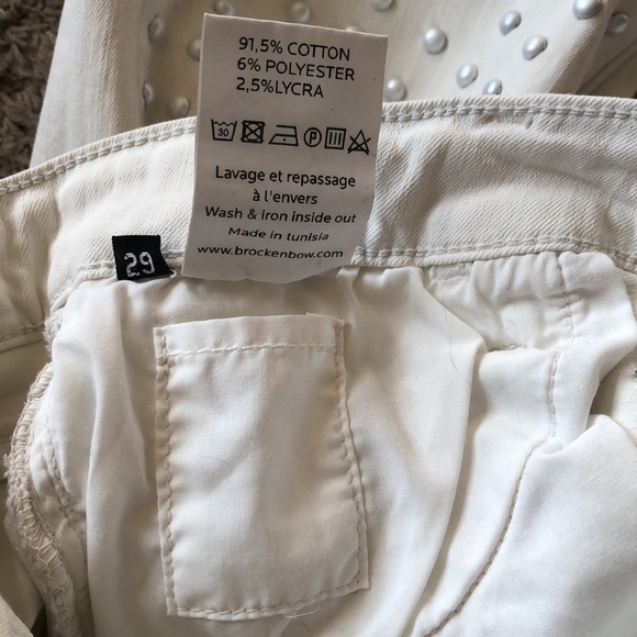 Brockenbow Reina Skinny Cropped High Waist Krystal White Studded Jeans 29 - Picture 14 of 14